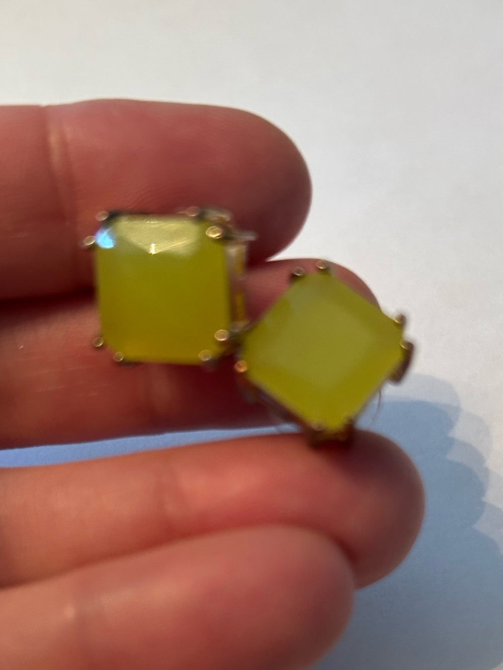 Stunning Yellow Square Stone Stud Earrings - Women Jewelry